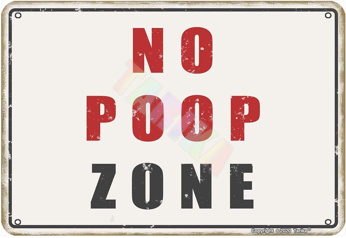 Farming Zone - Letrero metálico vintage 'No Poop Zone',